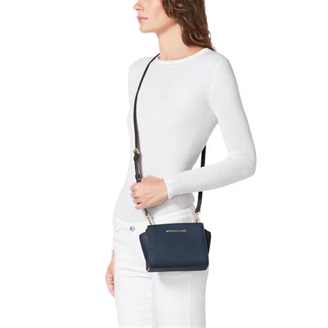 michael kors selma navy blue|michael kors selma crossbody bag.